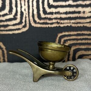 Vintage Brass Wheelbarrow Trinket Holder